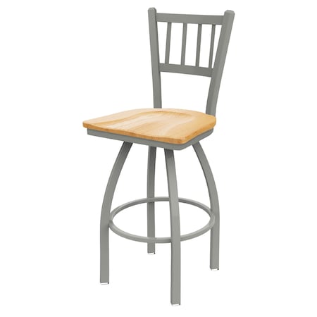 30 Swivel Bar Stool,Nickel Finish,Nat Oak Seat